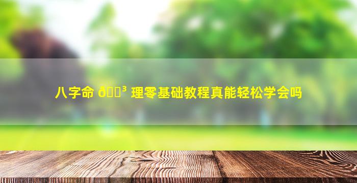 八字命 🌳 理零基础教程真能轻松学会吗